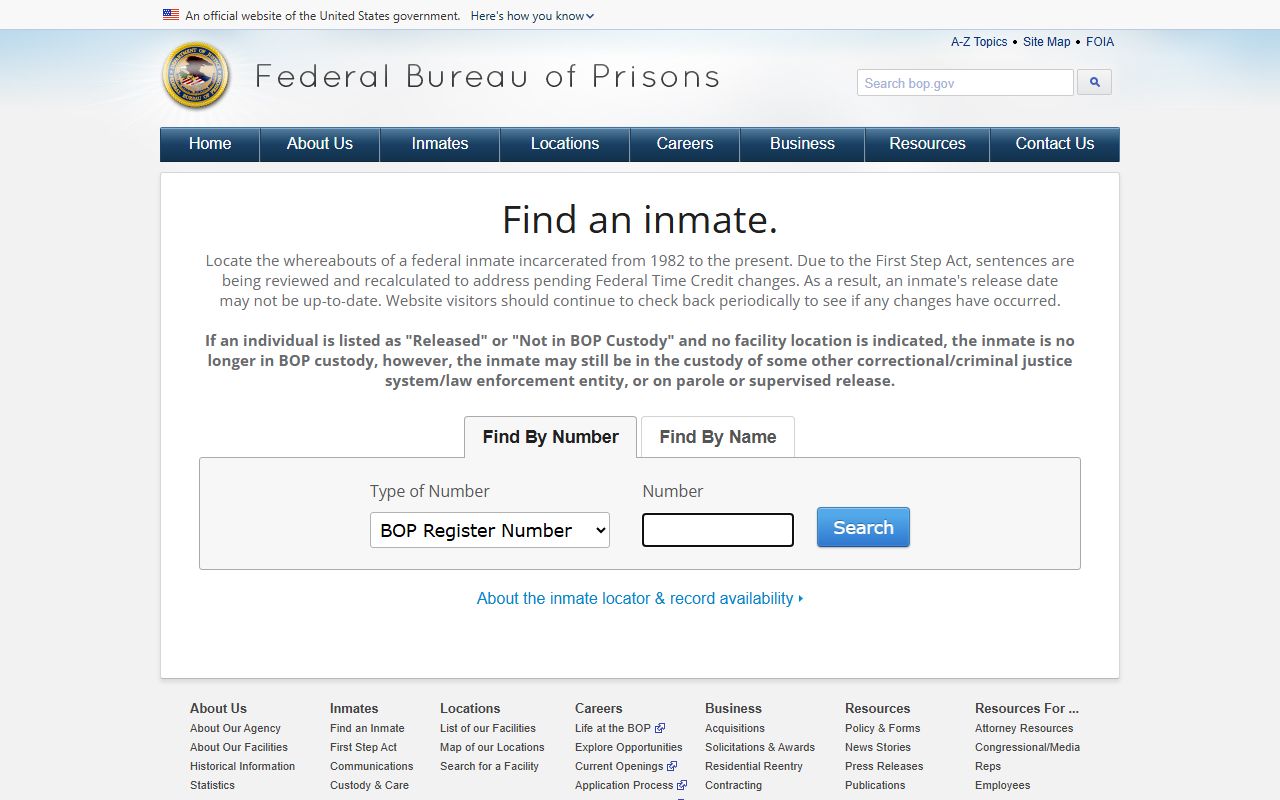 Federal Bureau of Prisons inmate locator used alongside College court docket records