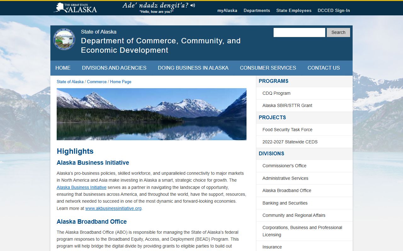 Alaska Department of Commerce records relevant to Farmers Loop court docket research