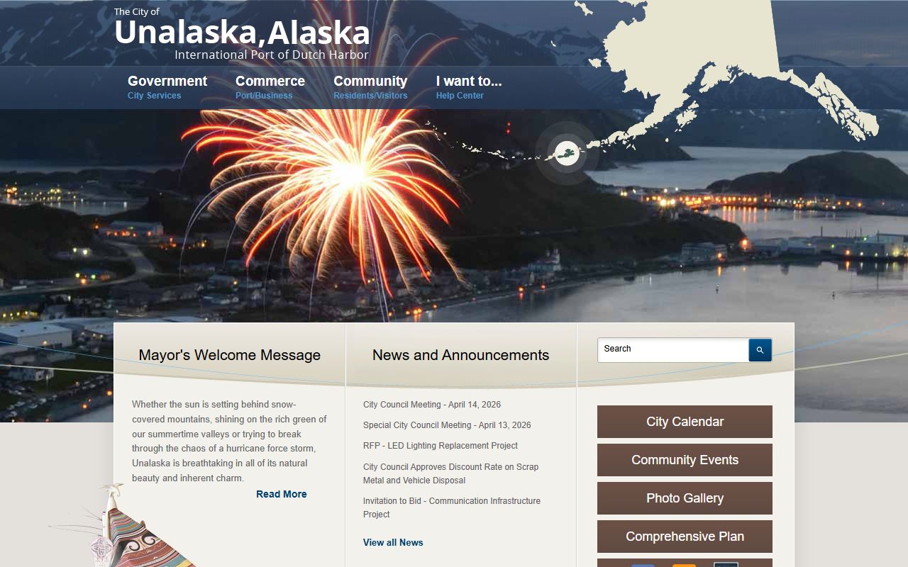 City of Unalaska website information for court docket records research