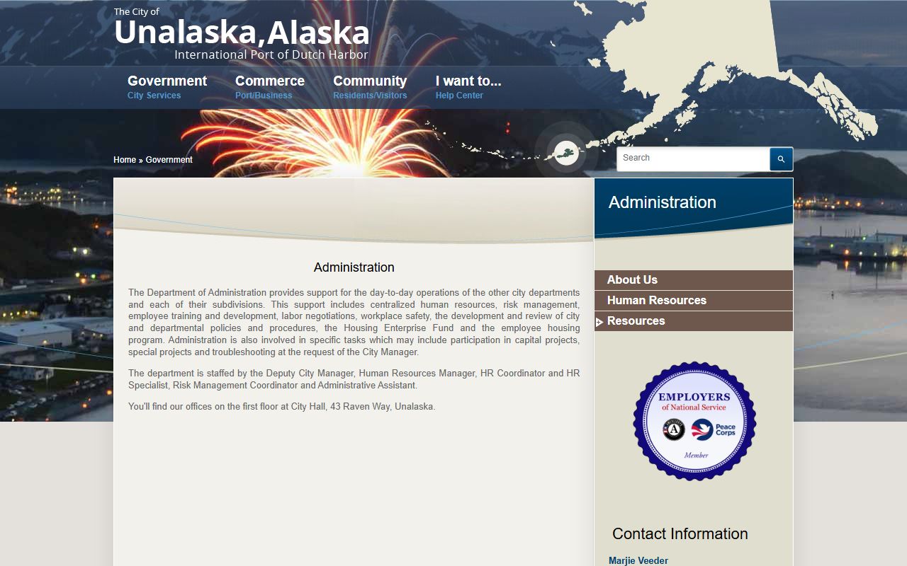 City of Unalaska administration offices relevant to court docket research