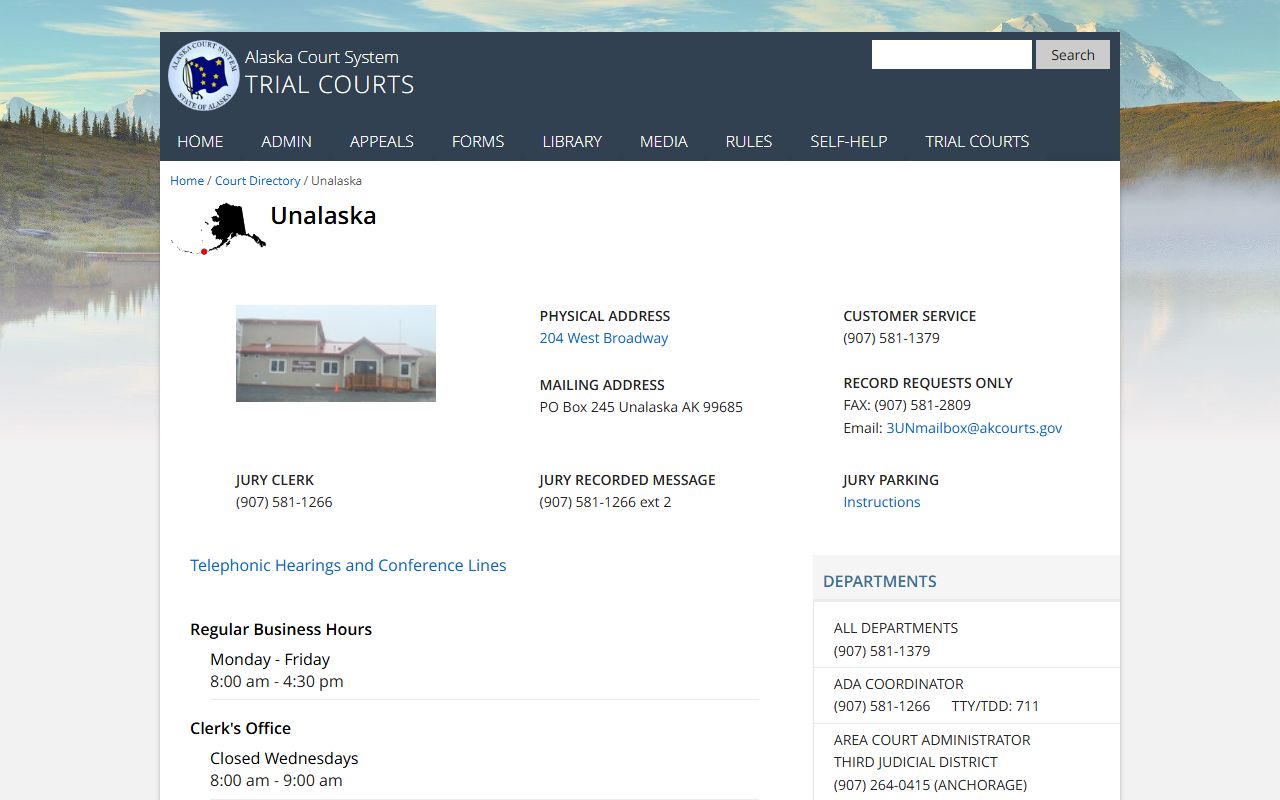 Unalaska District Court Aleutians West Census Area court docket records