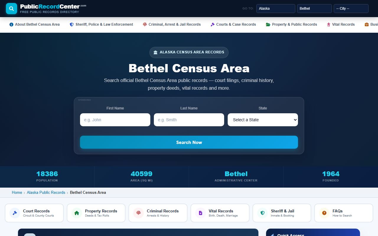 Bethel Census Area public court docket records access fees and procedures
