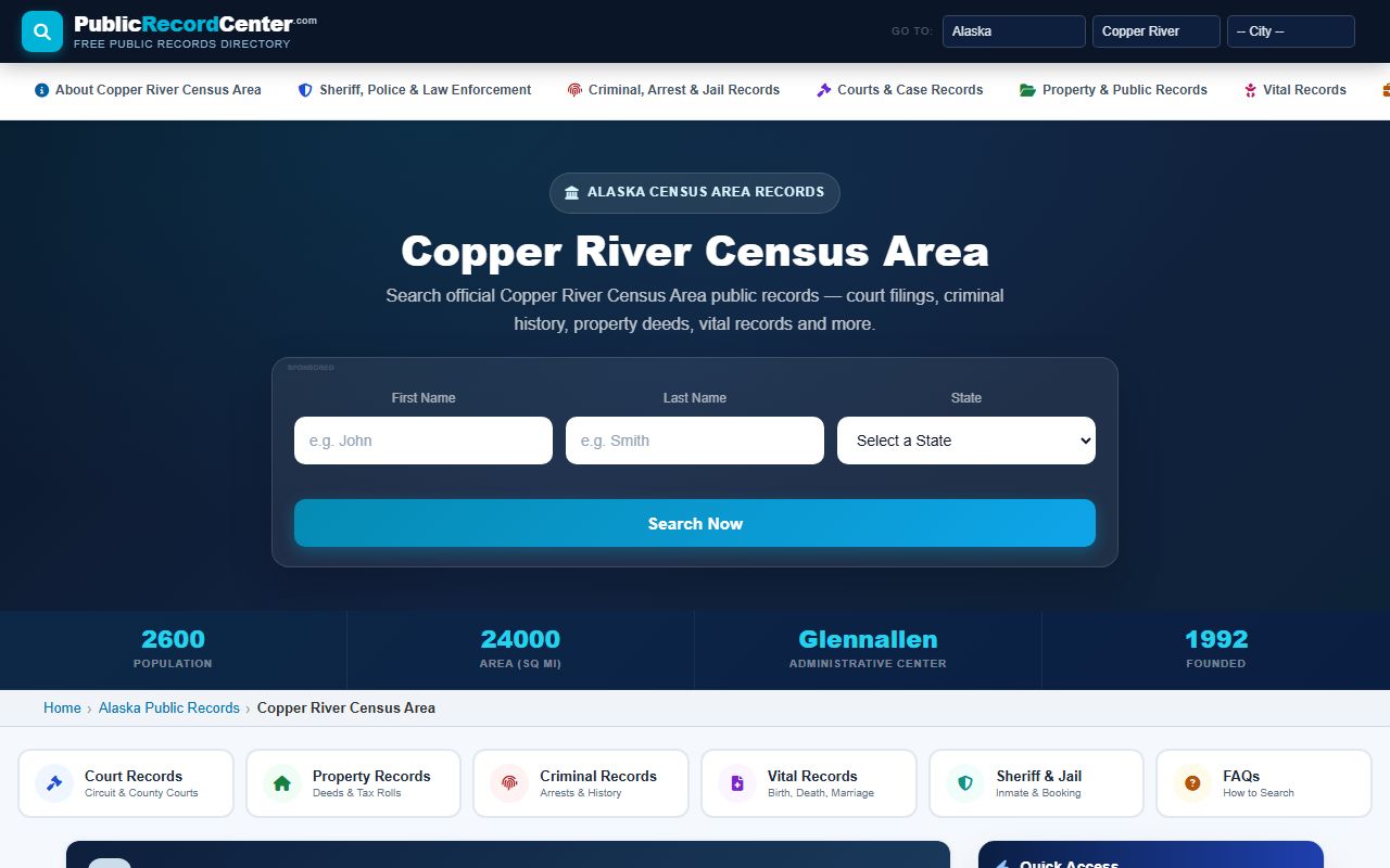 Copper River Census Area court docket public records access overview