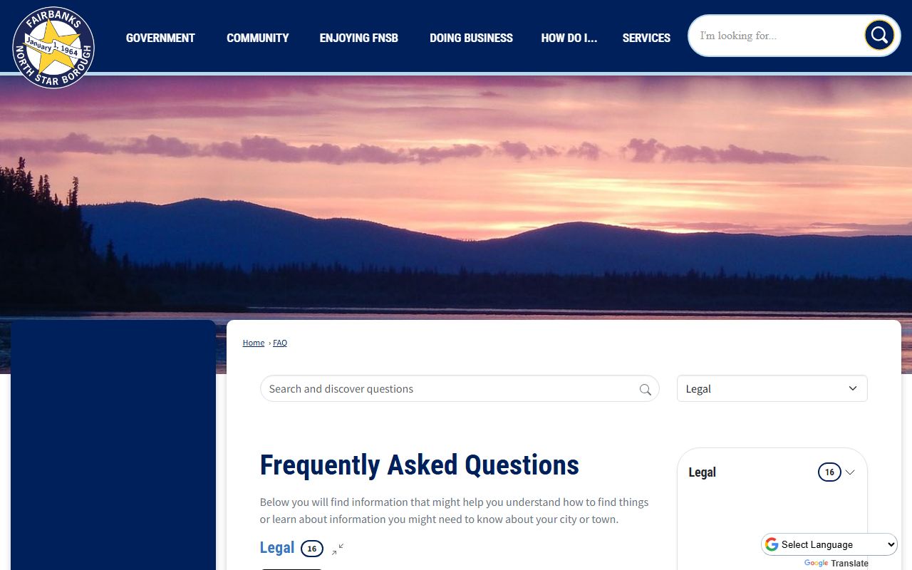 Fairbanks North Star Borough FAQ page covering court docket record questions