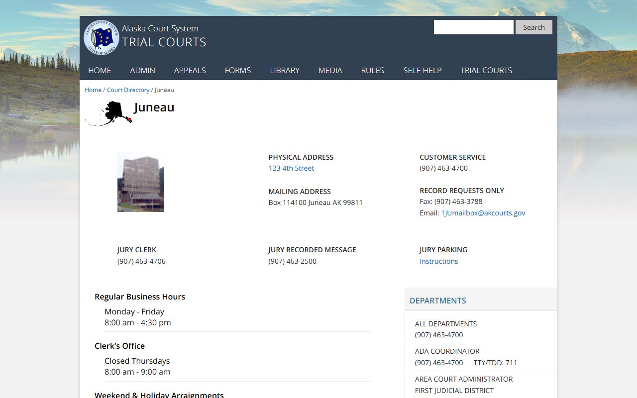 Juneau City and Borough Superior and District Court docket records