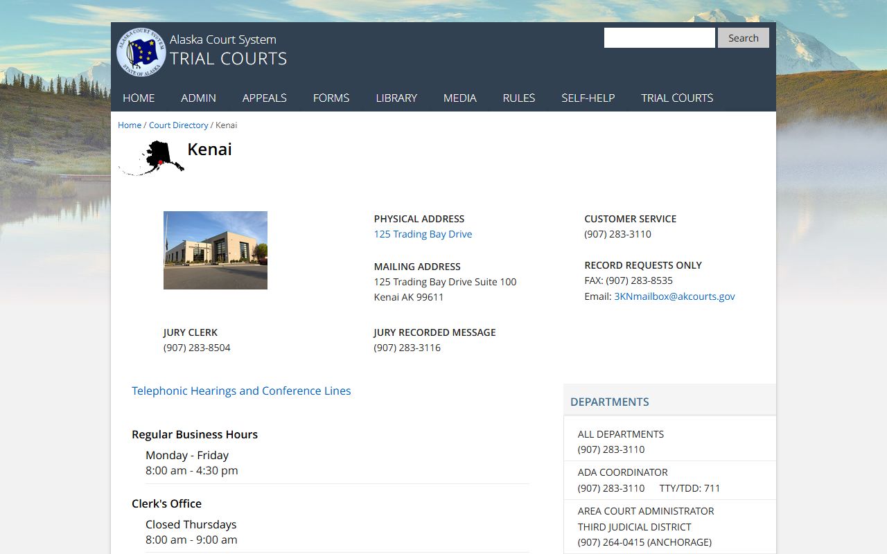 Kenai Peninsula Borough Kenai Superior District Court docket records