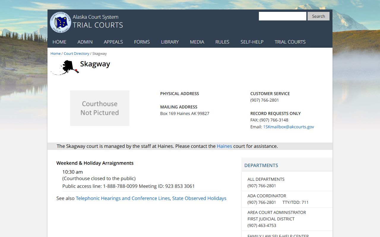 Skagway District Court Skagway Municipality court docket records Alaska