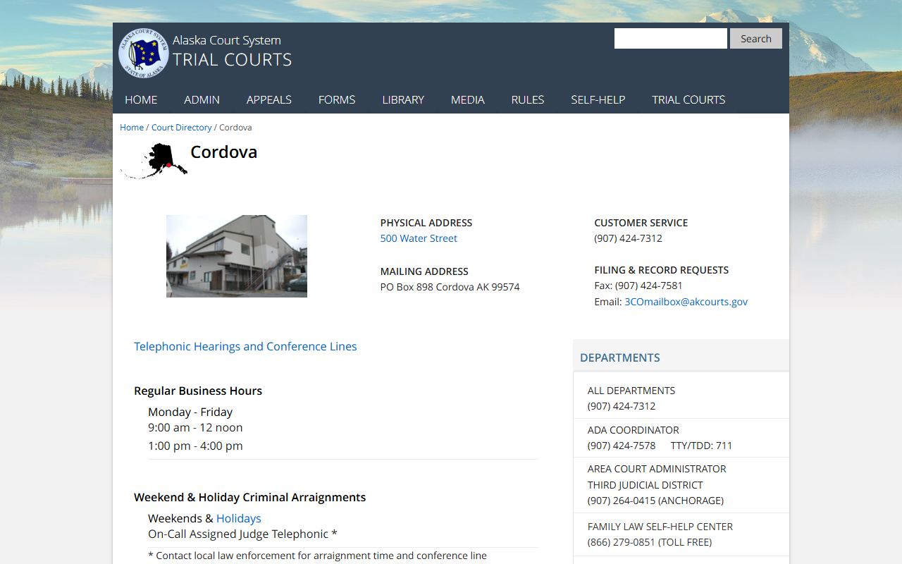 Cordova District Court Chugach Census Area court docket records