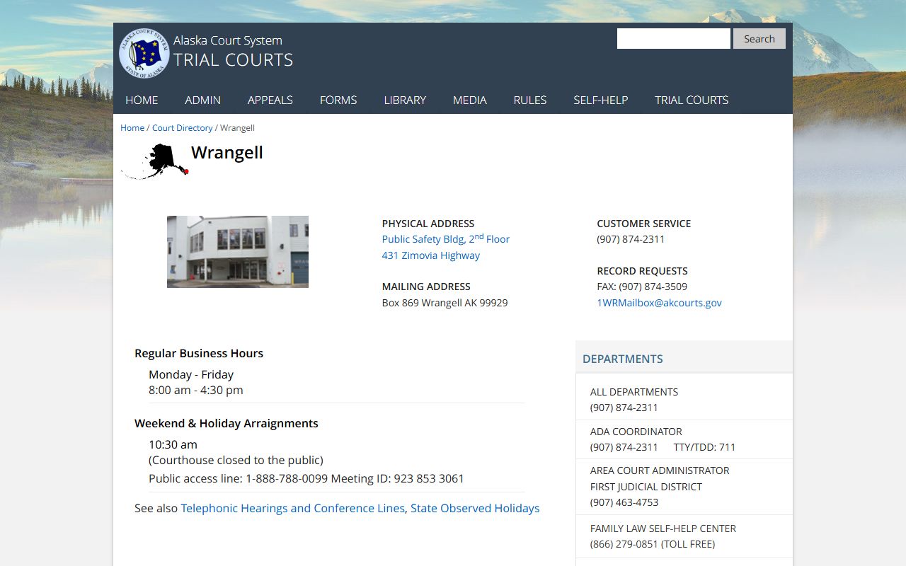 Wrangell District Court court docket records directory