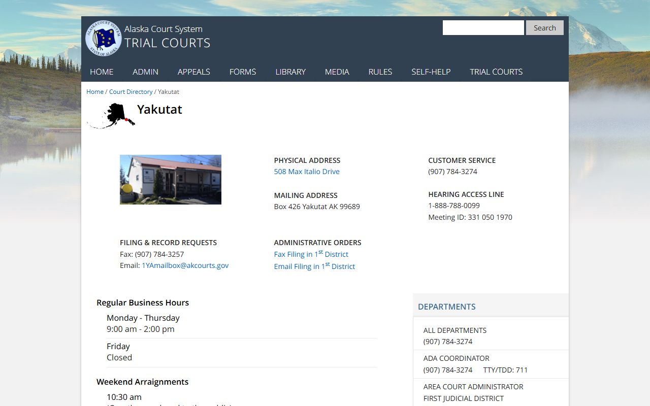 Yakutat District Court court docket records directory