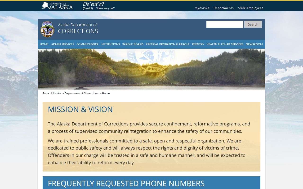 Alaska Department of Corrections offender search related to court docket cases