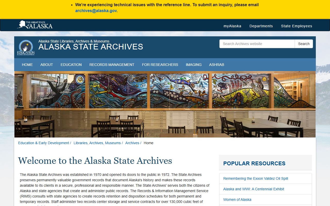 Alaska State Archives holding historical court docket records and case files